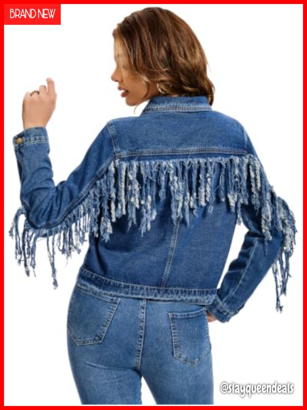 Women's Fringed Denim Jacket Western Tassel Jean Jacket